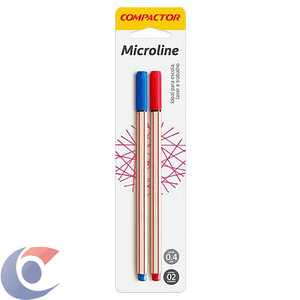 Caneta Compactor Microline Azul E Vermelha 2 Un