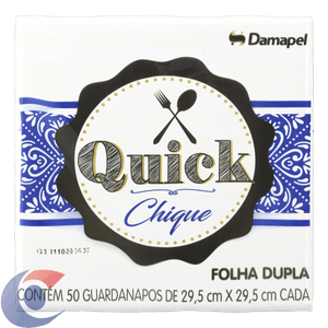 Guardanapo Quick Chique Folha Dupla 29,5x29,5cm 50 Un