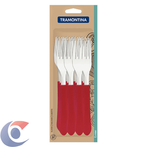 Conjunto Garfo De Mesa Tramontina Vermelho Leme 6 Peças