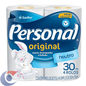 Papel Higiênico Neutro Personal Folha Simples 30m - 4 Rolos