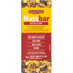 Barra De Cereal Banana Nuts Castanha Proteína Vegana 50g