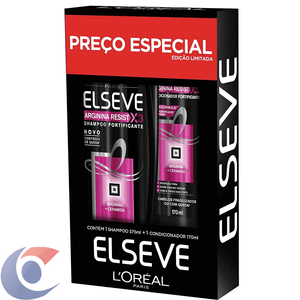Kit Shampoo 375ml E Condicionador 170ml Arginina Resist X3 Elseve