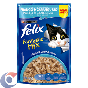 Ração Úmida Felix Fantastic Tiritas Frango E Caranguejo 85g