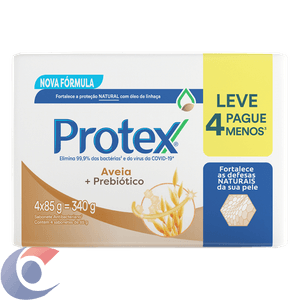 Pack Sabonete Barra Antibacteriano Aveia Protex Envoltório 340g Leve 4 Pague Menos
