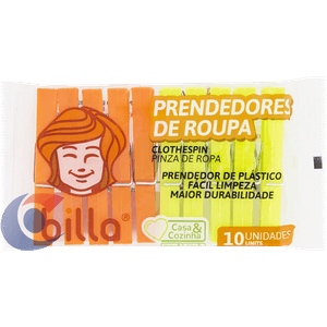 Prendedor De Roupa Billa Plástico 10 Un