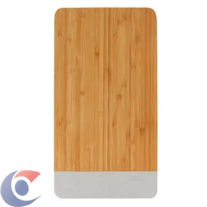 Tábua De Bambu E Mármore Branco Yazi 35x19cm