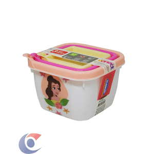 Conjunto De Pote Quadrado Plasutil Conect Princesas 3 Un