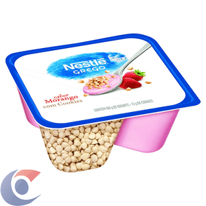 Iogurte Integral Grego Morango Com Cookies Nestlé Bandeja 112g