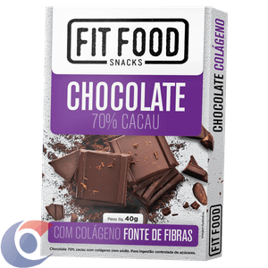Chocolate 70% Cacau Com Colágeno Fit Food Caixa 40g