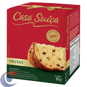 Panettone Com Frutas Cristalizadas E Uvas Passas Casa Suíça Caixa 80g