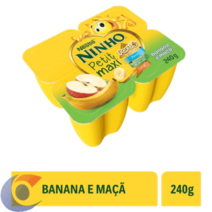 Petit Suisse Banana E Maça Ninho Petit Maxi Forti+ Bandeja 240g