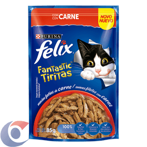 Ração Úmida Felix Fantastic Tiritas Carne 85g