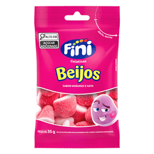 Bala Mono Fini 35g Beijo Morango