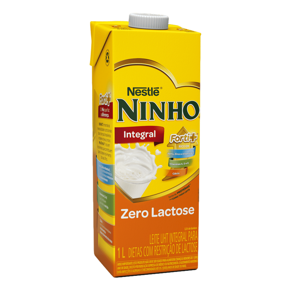 Leite UHT Integral Zero Lactose Ninho Forti+ Caixa Com Tampa