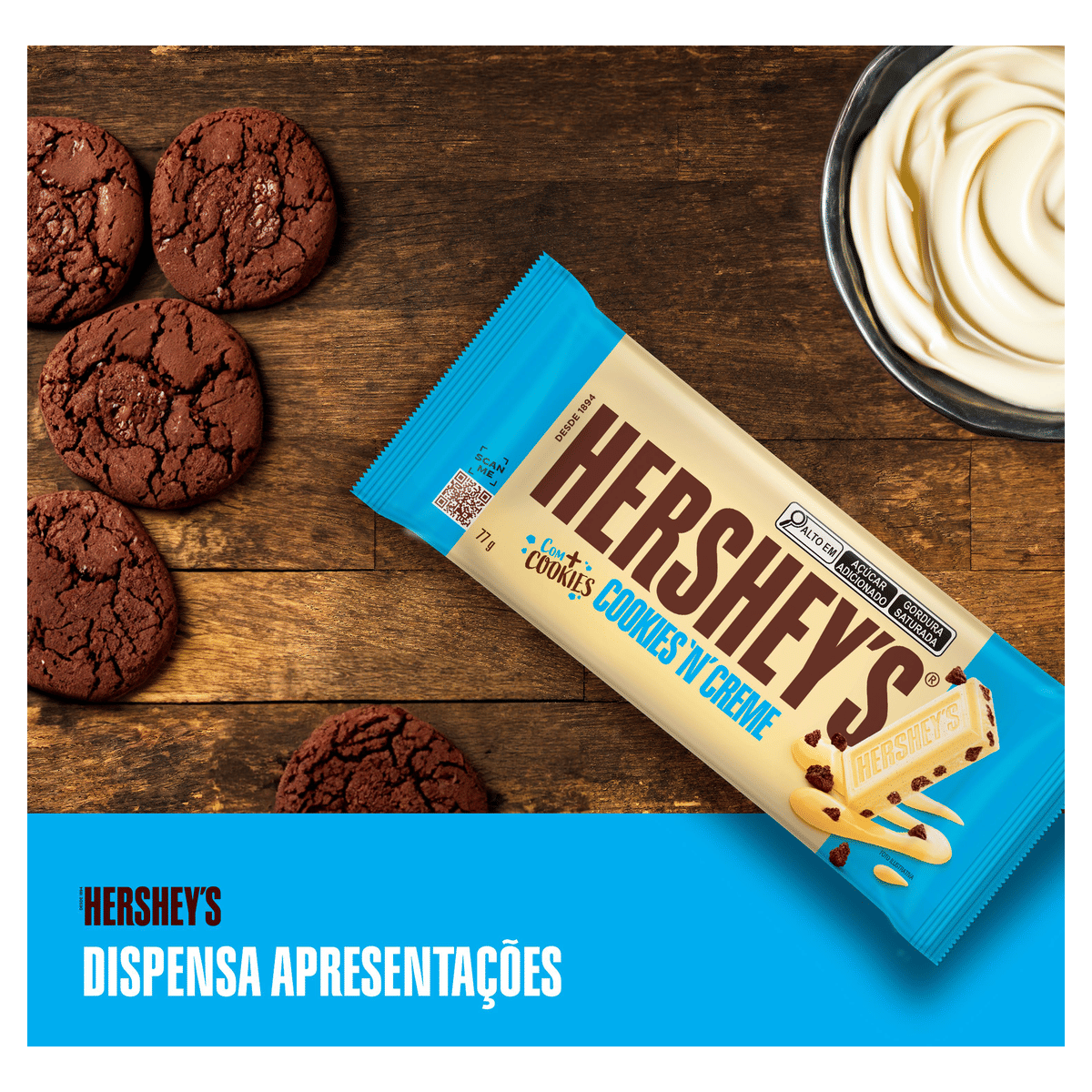 Chocolate Tablete Hershey's Branco Cookies 'N' Creme 77g