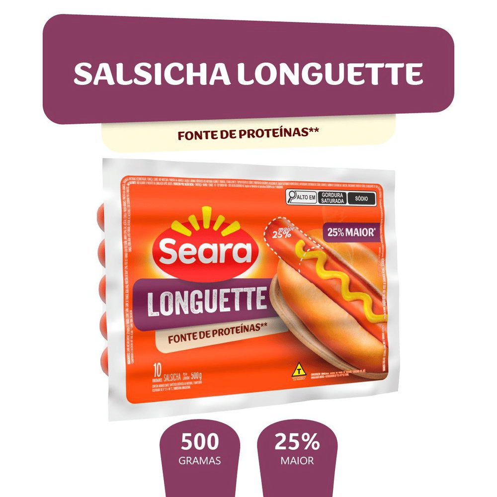 Salsicha Resfriada Longuette Seara 500g | FastStore PDP